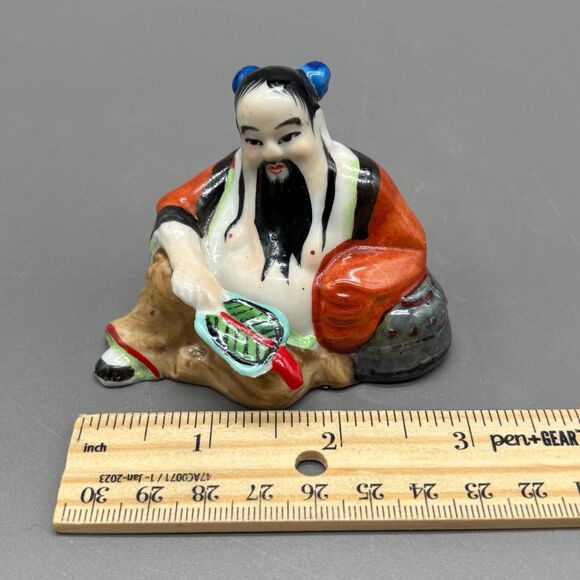Chinese Porcelain Figurine Eight Immortals Taoist Vintage 1960s Zhongli Quan 3" - Picture 7 of 7